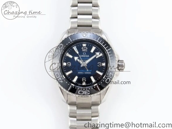 0506 EasyCare SEAMASTER PLANET OCEAN 6000M ULTRA DEEP 45.5MM SS TF 1:1 BEST EDITION BLUE DIAL BLACK BEZEL ON SS BRACELET A 7760